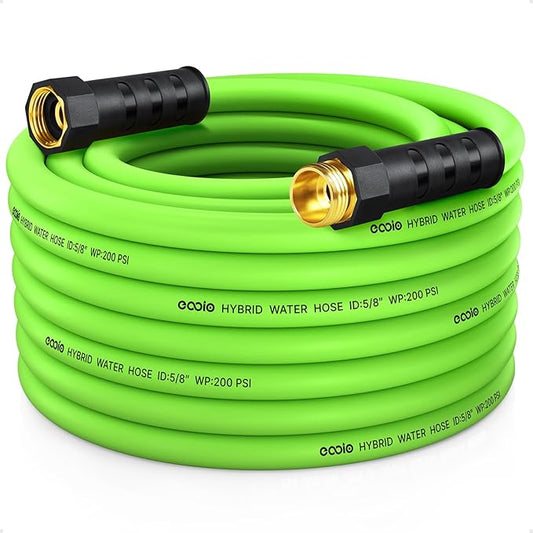 Garden Hose 50 ft x 5/8", NON-EXPANDING Flexible Water Hose, Kink Resistant Lightweight Hybrid Hose, Leakproof Yard Hose with Male to Female Fittings
