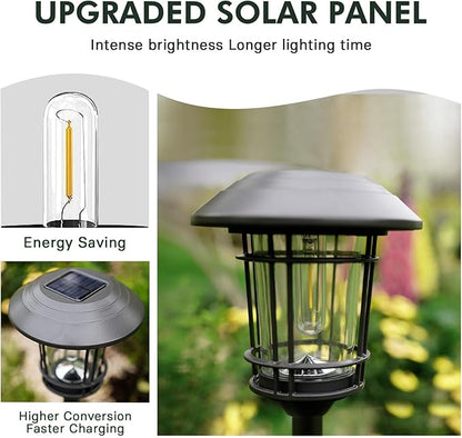 Grand patio Solar Outdoor Lights, 10 Pack, Glass Light Metal Pathway Light, Waterproof Landscape Lighting, Automatic Dusk and Dawn Sensor (Slate Gray)