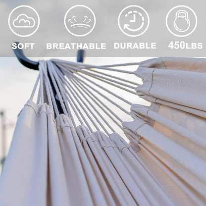Lazy Daze Hammocks Double Hammock with 9ft Space-Saving Steel Stand Includes Portable Carrying Case, 450 Pounds Capacity (Natural)