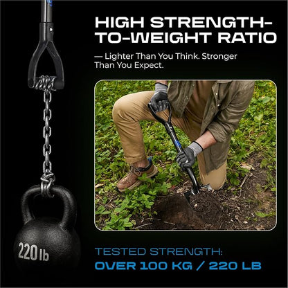 CKG Small Shovel Carbon 28 Inches Lightweight Camping Portable Shovel Ideal for Digging, Small Garden Shovel with D Handle Round Point Blade Camp Shovel
