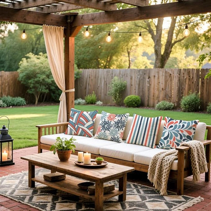 Cirzone Outdoor Pillow Covers 18x18 Set of 4 Striped Patterns Waterproof Throw Outdoor Pillows Decorations for Patio Garden, Home