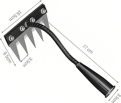 Gardenia Iron Weeding Rake, Iron Rake 2.0 for Gardening and Weeding, Detachable Double-Edged Blade Design Carbon Steel Heavy-Duty Weed Rakes,Hand Weed Puller Tools for Lawn Yard Garden Farm (5 teeths)
