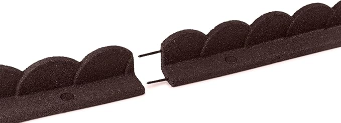 Playsafer L Shaped Flexible Rubber Scalloped Edger for Lawns Landscaping and Playground | Easy No Dig Installation| 4' Long (2, Brown)
