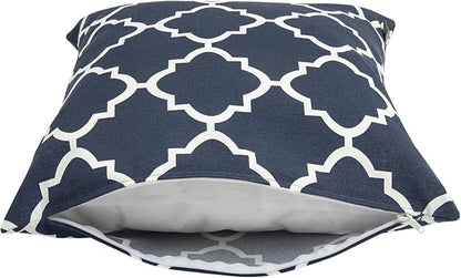 Outdoor Throw Pillows Water Resistant 18x18 inch,Decorative Throw Pillow with Insert Set of 2,Hidden Zipper Headrests for Patio Furniture Sofa Couch Chair (Blue Geometry)