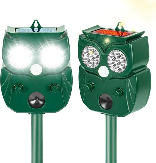 Solar Ultrasonic Animal Repellent Outdoor, 4Pack Waterproof Deer Repellent Devices with RIP Motion Sensor, Cat Repellent with LED Flashing Lights, Raccoons, Skunks, Rabbits Deer Deterrent Outdoor