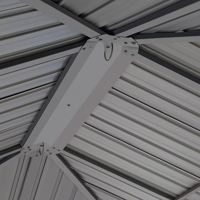 TOOLPORT Hardtop Gazebo 10x13 ft with Steel Roof - 4 Side Panels in Gray - Approx. 3.54x3.54 in Aluminium Poles