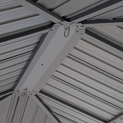 TOOLPORT Hardtop Gazebo 10x13 ft with Steel Roof - 4 Side Panels in Champagne - Approx. 3.54x3.54 in Aluminium Poles