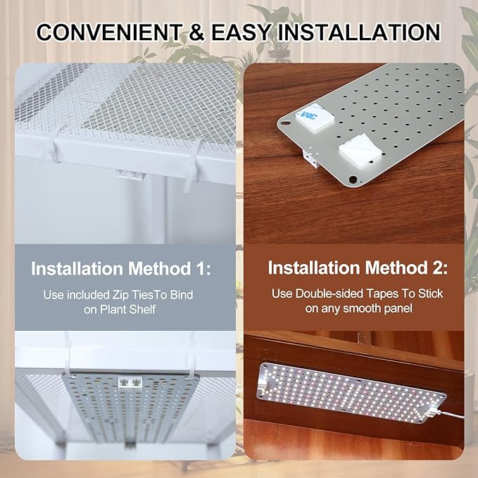 3Pack Flat Panel Grow Lights for Indoor Plants, Seed Starting, Vegetables with 4/8/12 Hr Timer, 30W Full Spectrum LED Plant Growing Lamps for Cabinet/Shelves/Greenhouse, Plug-and-Play, Connect Freely
