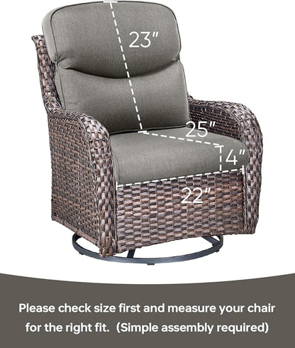 Pop 22x25/22x24 Outdoor Seat Cushions Set of 2 - Comfortable High Back Water-Resistant Patio Wicker Chairs Cushion for Dining Rocker Glider Loveseat Couch Sectional Sofa - Grey/Smile