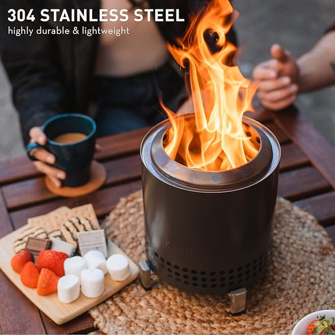 Solo Stove Mesa XL, 7 Inch Tabletop Fire Pit with Stand - Smokeless, Stainless Steel Fire Pit for Camping, Outdoor & Patio- Wood Burning or Pellet Fueled Portable Bonfire, 2.3lbs, Mulberry