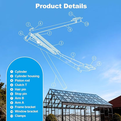 Greenhouse Vent Automatic Opener Greenhouse Accessories Window Opener Auto Vent Kit Sensitive Gardening Tools Automatic Greenhouses Supplies Solar Heat Sensitive Dual Spring Lifts 33lbs (1pc)