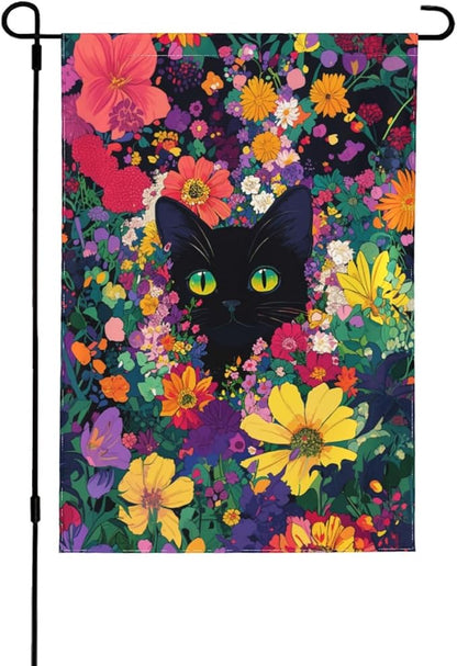 Cat Garden Flag Vertical Double Sided Outdoor Yard Flags 12.5x18 Inch Burlap Banners for House Lawn