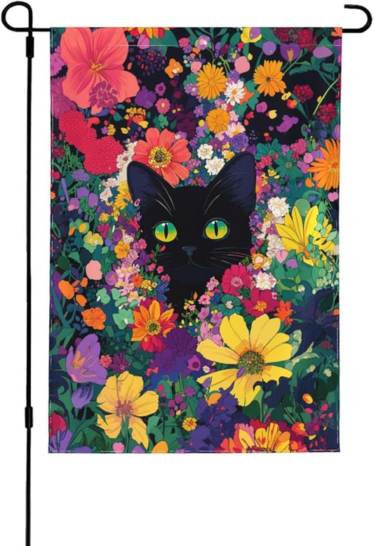 Cat Garden Flag Vertical Double Sided Outdoor Yard Flags 12.5x18 Inch Burlap Banners for House Lawn