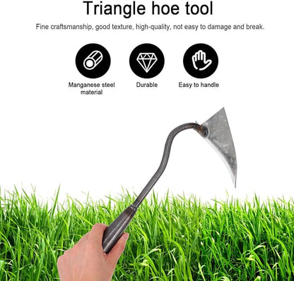 DOITOOL Iron Triangle Garden Hoe 12.4 Inch Weeding Hoe Stainless Steel Blade Manual Weeder Garden Tool for Weeding Gardening Loosening Edging Cultivating Farm