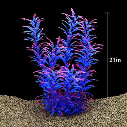 DSkoiph 2 pcs Aquarium Decor Plastic Plants Extra Large 21 Inches Artificial Fish Tank Plants Tall Fish Tank Decorations Artificial Green Water Plants (Purple)