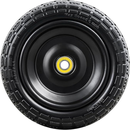 2 Pcs 10” Solid Tires, 10" x 3" Flat Free Tire and Wheel with 5/8” Axle Bore Hole and Double Sealed Bearings,2.1" Offset Hub Compatible with 10x3 Hand Truck, Wheelbarrow, Lawn Mower Tires
