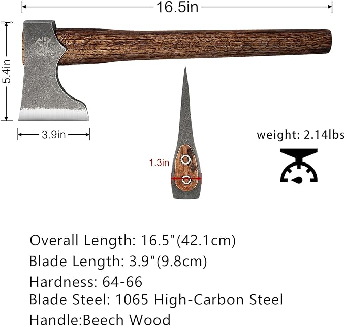 Competition Throwing Axe, 2 Pack 16.5" Throwing Axes with 1065 High Carbon Steel & Wooden Handle, Perfect for Axe Throwiing Game, Competition and Recreation, Gift for Men