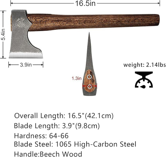 Competition Throwing Axe, 2 Pack 16.5" Throwing Axes with 1065 High Carbon Steel & Wooden Handle, Perfect for Axe Throwiing Game, Competition and Recreation, Gift for Men