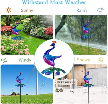Wind Spinners Outdoor, Peacock Wind Sculptures & Spinner, Garden Windmill for Yard, Garden, Patio, Lawn Decor