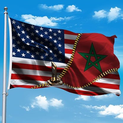 Vintage American America Usa Morocco Moroccan Flags For Outside Yard 3x5 Ft Double Sided Printed 100d Polyester Lightweight Garden Welcome Outdoor Banner Brass Grommets