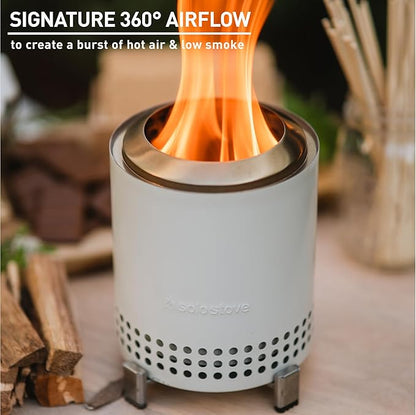 Solo Stove Mesa, 5.1 Inch Tabletop Fire Pit with Stand - Smokeless, Stainless Steel Fire Pit for Camping, Outdoor & Patio- Wood Burning or Pellet Fueled Portable Bonfire, 1.4lbs, Ash