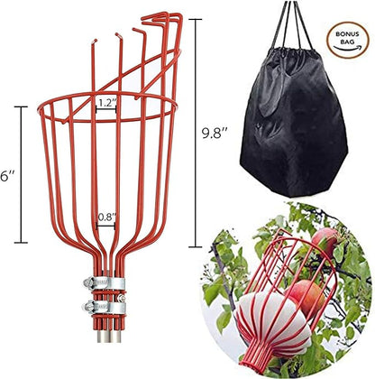 DIIG 5.5 Foot Fruit Picker Tool with Stainless Steel Pole, Picking Equipment for Lemons, Apples, Guavas, Avocados, Pears, Mangoes, Oranges