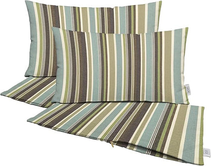 RSH DECOR: Sunbrella Pillow Covers Set of 4 | Covers Only - 26" x 16" | Outdoor Lumbar Pillow Covers Crafted with Sunbrella Performance Fabric | Brannon Whisper