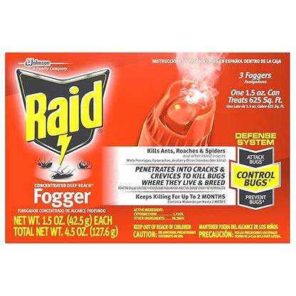Raid Concentrated Deep Reach Foggers, 4.5 oz (Pack of 3 x 1.5 oz)