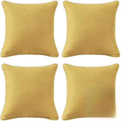 Decorative Outdoor Water Repellent Throw Pillows with Inserts, Set of 4, 18" x18" Pillows for Patio, Backyard, Bed, Couch, and Patio Furniture, Yellow Brown