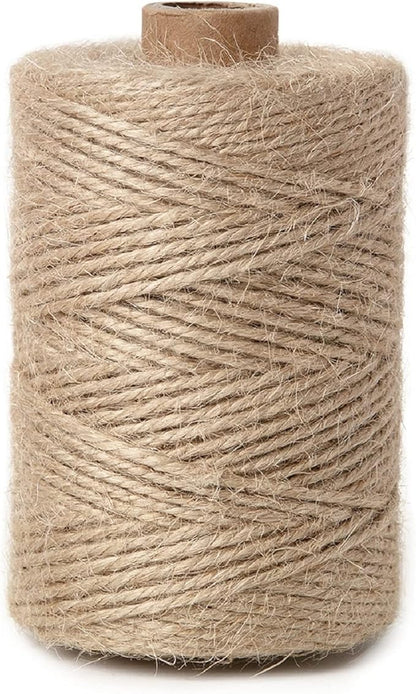 2mm 328 Feet Natural Jute Twine, for Crafts Gift, Craft Projects, Wrapping, Bundling, Packing, Holiday Packaging Twine, Gardening and More, Jute Rope to Use Around The House and Garden