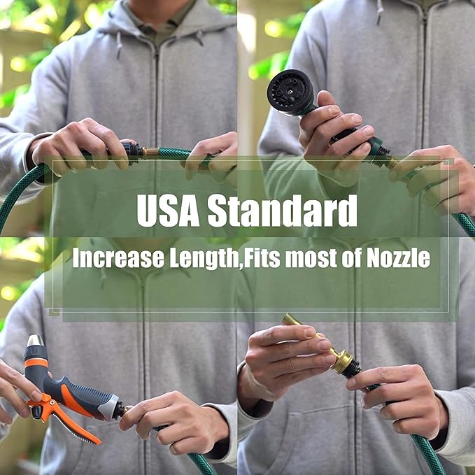 Garden Hose Leakproof for Gardener: 1/2” PVC Water Hoses with GHT Fittings - 25 FT No Kink and Flexible for Outdoor Watering
