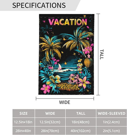 Vacation Garden Flag Vertical Double Sided Outdoor Yard Flags 12.5x18 Inch Burlap Banners for House Lawn