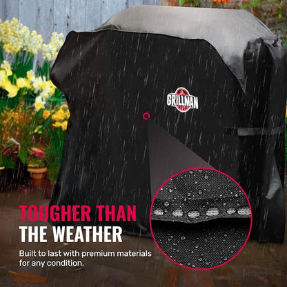 Grillman Grill Cover, BBQ Outdoor Grill Covers, Charcoal, Gas Grills, Waterproof, Rip-Proof, Weather-Resistant, Anti-UV, Barbecue Cover for Weber, Genesis, Charbroil, Nexgrill, etc (Black, 52 Inch)