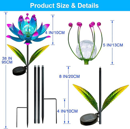 Wind Spinners Outdoor, 38 Inch Metal Wind Spinner Yard Art with Stake, Colorful Solar Windmill for Yard and Garden Lawn Patio Farmhouse Decor