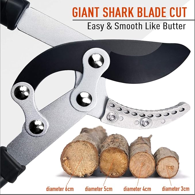 JARDINEER 3PCS Garden Shears Set, Include 30" Anvil Brach Cutter Loppers for Tree Trimming Heavy Duty with 2" Cutting Capacity, Bypass Pruner and Spare SK5 Blade
