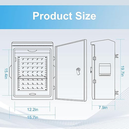 Outdoor Electrical Box with Thermostat and Fan, Cold-Rolled Steel Plate, Aluminum Alloy Back Beam, One-Piece Ventilation Design, IP65 Waterproof, Wall/Pole Mounted. (19.6" x 15.7" x 7.9")