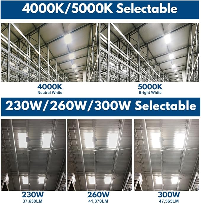 Konlite ALTA LED High Bay Light - 4FT - 300W/260W/230W - 47,500 Lumens - 5000K/4000K Selectable - 120-277V - 1000W Metal Halide Equal