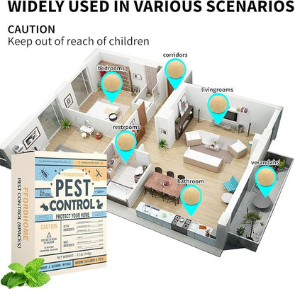 Pest Control Balls - Peppermint Pest Repellent for Mouse, Mice, Rats, Ants, Roaches, Moths & More - Strong Repel Indoor & Outdoor Mouse & Mosquito Deterrent - 8 Balls