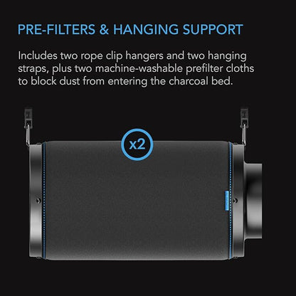 AC Infinity Air Carbon Filter 10" with Premium Australian Virgin Charcoal, for Inline Duct Fan, Odor Control, Hydroponics, Grow Rooms