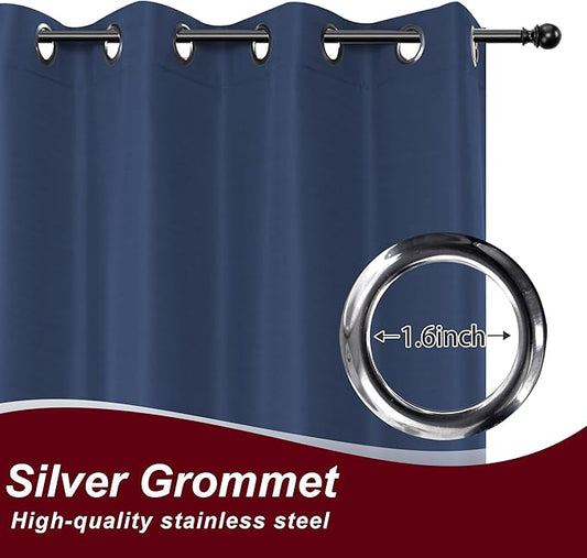 HolidayIdeas Grommet Outdoor Curtains for Patio Waterproof 8 Pcs All Weather Balcony Outside Curtains for Apartments, Gazebo, Pergolas, Porch, 54x108 Inch, Navy