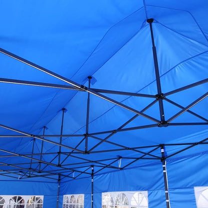 COBIZI 10x30 Pop Up Canopy Without Sidewall,Heavy Duty Canopy UPF 50+ All Season Wind Waterproof Commercial Outdoor Wedding Party Tents for Parties Gazebo with Roller Bag(10 x 30 ft White)