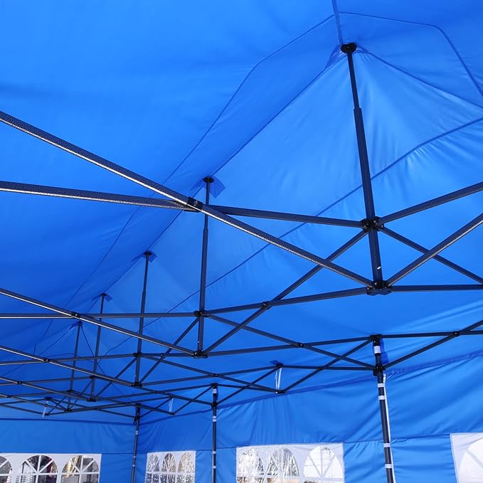 COBIZI 10x30 Pop Up Canopy Without Sidewall,Heavy Duty Canopy UPF 50+ All Season Wind Waterproof Commercial Outdoor Wedding Party Tents for Parties Gazebo with Roller Bag(10 x 30 ft Black)