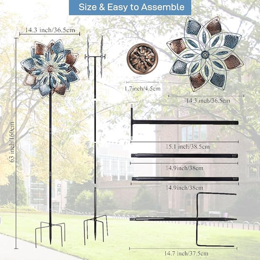 Wind Spinners Outdoor Metal 14.3” Wind Spinners for Yard and Garden Vintage Wind Spinner Garden Decor Wind Sculptures & Spinners for Patio Lawn Decoration