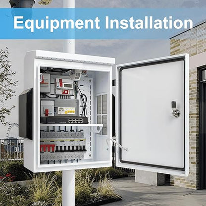Outdoor Electrical Box with Thermostat and Fan, Cold-Rolled Steel Plate, Aluminum Alloy Back Beam, One-Piece Ventilation Design, IP65 Waterproof, Wall/Pole Mounted. (19.6" x 15.7" x 7.9")