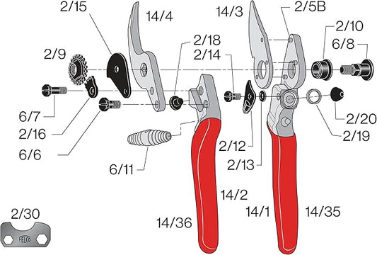 Felco F 14 Pruning Shears – 7.1" Garden Clippers for Small Hands with Bypass & Anvil Blades | Hand Pruners for Gardening | Garden Tool Cutter with Forged Alloy Steel Build, Lightweight Swiss Design