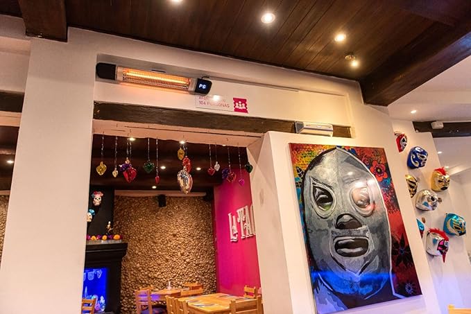 Infrared Patio Heater, Carbon Wall Mounted Heater 300/1500W, 6 Heat Modes Outdoor Heater, IP55 Waterproof, Instant Heat in 3 Seconds, Remote Control (BLACK)