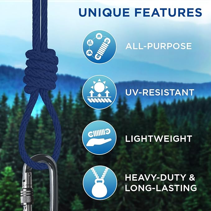 TECEUM Cotton Rope 3/16” (5 mm) – 100 FT – Strong All-Purpose Braided Rope – Natural Cotton – for Crafting, Сamping, Clothes Line, DIY, Indoor & Outdoor Use – Navy Blue