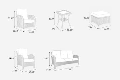 LayinSun 9 Pieces Outdoor Patio Furniture Set, Rattan Wicker Sectional Swivel Rocker Chairs Sets