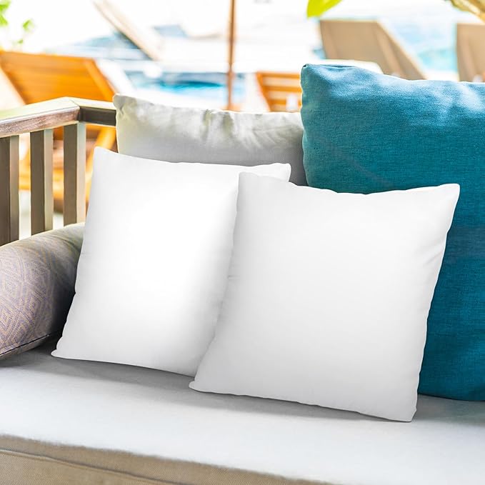 Pack of 4 20x20 Outdoor Pillow Inserts, Water Resistant Throw Pillow Inserts, Cushion Inner Pads for Patio, Furniture, Sofa, Bed, Living Room, Garden Decorative Waterproof Pillow Inserts