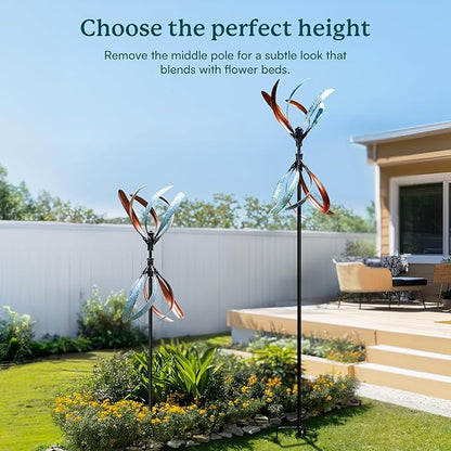 Wind Spinners Outdoor – Metal Large Wind Spinner with Stake for Yard and Garden, Garden Wind Sculptures & Spinners, Ideal Gift for Family (13'' W x 70.5'' H)